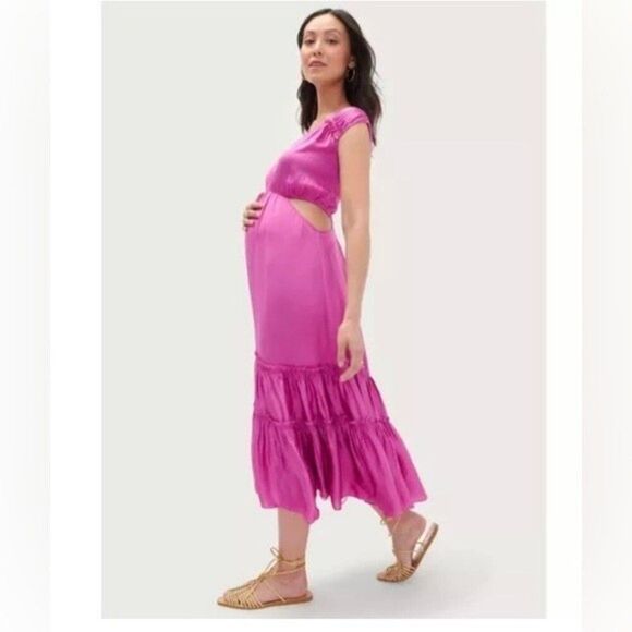 Rare! Hatch Collection Esme Cut Out Dress Purple Size L NWT - Picture 3 of 6